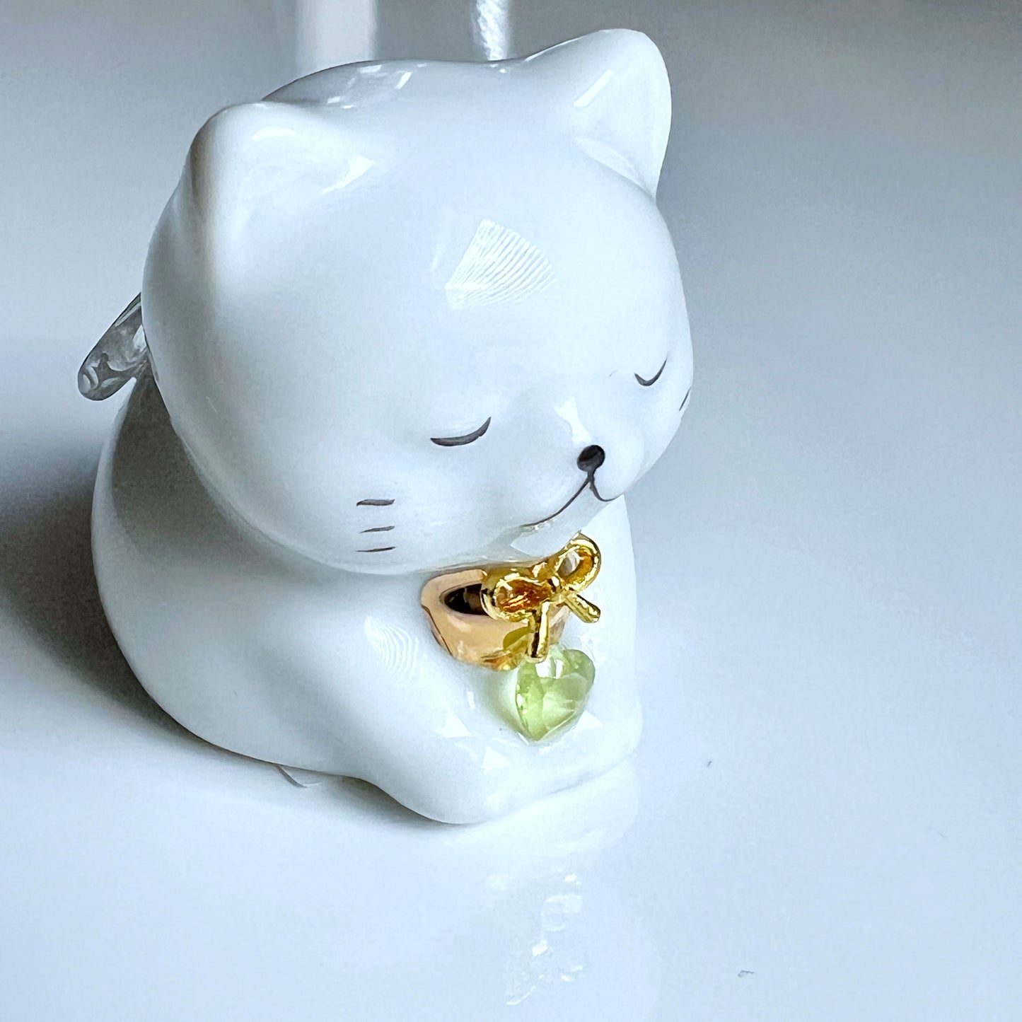 天然石を持ったなにとぞ猫