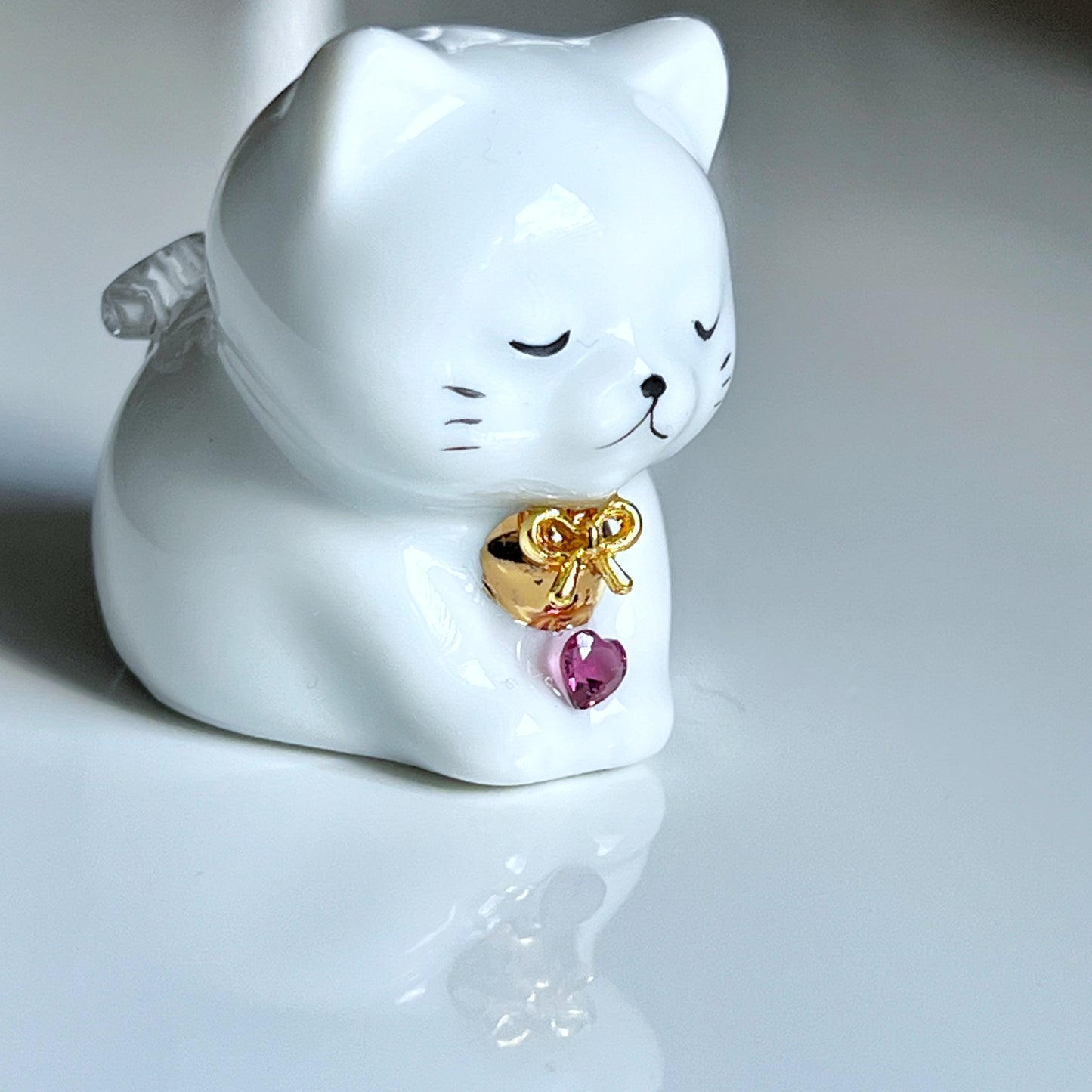 天然石を持ったなにとぞ猫